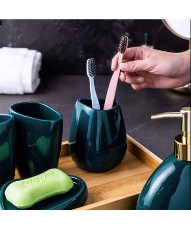 Bathroom soap dispenser handwash dispenser bottle/Dark Green Bathroom Accessories Set Accesorios Para Ba o Apartment Necessities Contain Toothbrush Cup Soap Dispenser Soap Dish-dark green 5 set-G Silver Pump Dark Green 5 Set - Buy Online on GoSupps.com
