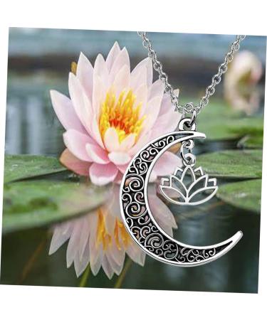 ifundom Delicate Neck Jewelry Cutout Moon Necklace Vintage Decor Yoga Ornament Dainty Necklace Romantic Necklace Pendant Lotus Flower Decor - Buy Online on GoSupps.com