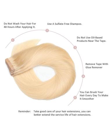 Hotlulana 20 Tape In Extensions Real Hair Bleached Blonde (#613) - 50g Invisible Skin Weft - 20PCs 100% Natural Real Hair Extensions - Buy Online on GoSupps.com