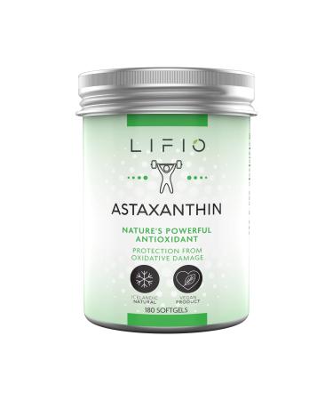 Lifio Icelandic Astaxanthin from Microalgae, All-Natural Support for Skin & Joint Health, Vegan, Soy-Free, Gluten-Free, Non-GMO, 12 mg, 180 Softgels
