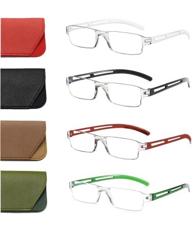 Hubeye 4 Pack Anti-Blue Light Reading Glasses | Lightweight & Convenient | 3.0 Diopters for Men & Women | Black Clear Brown Green | Ideal Reading Aid - Buy Online on GoSupps.com