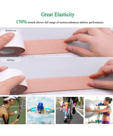 Kinesiology Tape Precut - 2 Rolls 5cmx10M | K Tape Hypoallergenic Waterproof 80 Precut Strips In Total Physio Elastic Sports Tape Pain Relief Adhesive for Muscles Elbow Knee & Shoulder Sports | Skincolor - Buy Online on GoSupps.com