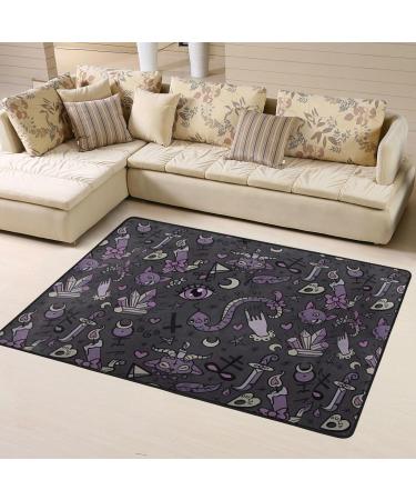 Purple Black Goth Spooky Flannel Non-Slip Floor Mat - Comfortable 63x48 Inches Lint-Free Foot Pressure Relief for Any Occasion - Buy Online on GoSupps.com