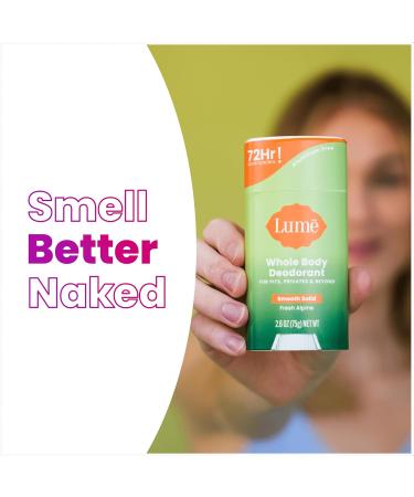 Lume Whole Body Deodorant - Invisible Cream Stick - 72 Hour Odor Control - Aluminum Free Baking Soda Free Skin Safe - 2.2 Ounce (Pack of 2) (Fresh Alpine) Fresh Alpine 2.2 Ounce (Pack of 2) - Buy Online on GoSupps.com