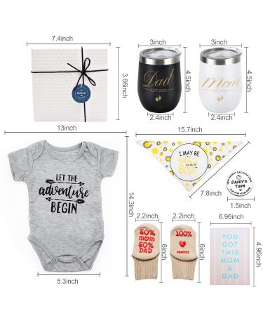 Pregnancy Gifts for First Time Moms Dad  Mommy and Daddy Est 2022 Stainless Steel Wine Tumbler Set with Onesie Baby Socks Drool Bib and Decision Coin - Top New Parents Gifts Idea for Gender Reveal - Buy Online on GoSupps.com