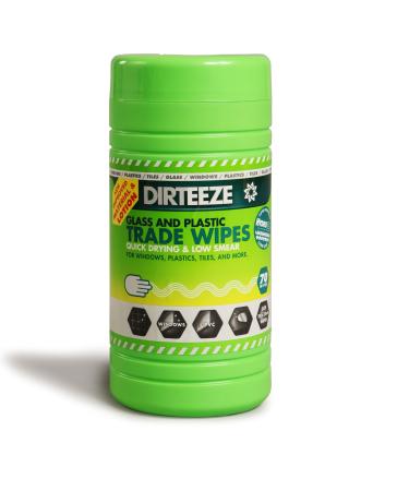 Professional WINDOW MIRROR GLASS TILE & PLASTIC Cleaning Wipes by DIRTEEZE - No marks Streak-Free Quick Drying - 70 wipes tub