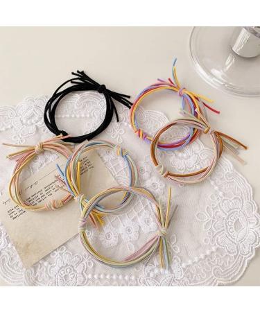 Hair Ties   Multicolor Elastic Hair Ties   6 Styles Cute Hair Tie Bracelet for Thick Hair/Pony Tails Elastics Hair Bands Ponytail Holders for Thick Hair  No Damage Hair Elastics  Colorful Ponytail Holders Hair Bands