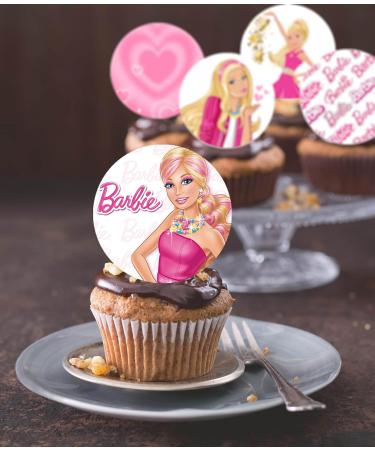 Pre-Cut Barbie 6B Edible Stand up Wafer/Rice Paper Cupcake Cake Toppers Birthday Party Pink Decorations (24) - Buy Online on GoSupps.com