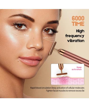 Beauty Bar 2-in-1 24k Golden Pulse Facial Massager | Electric Roller & T Shape Arm Eye Nose Head Massager | Skin Care Tool Kit - Buy Online on GoSupps.com