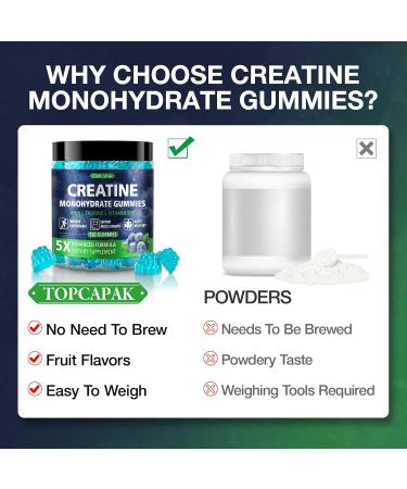 Creatine Monohydrate Gummies for Men & Women - Blueberry Flavor Raspberry-Shaped - Chewable Creatine Gummy with Taurine & Vitamin B12 5g Creatine per Serving 120 Gummies Blueberry 120 Count (Pack of 1) - Buy Online on GoSupps.com