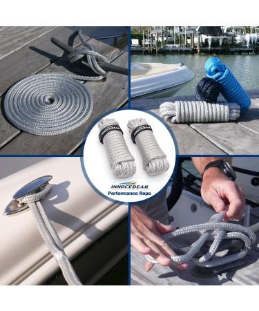 InnoCedear 2 Pack Premium Gray Dock Lines - 1/2 x 25', Double Braided Nylon Mooring Lines for Marine Boats - Buy Online on GoSupps.com