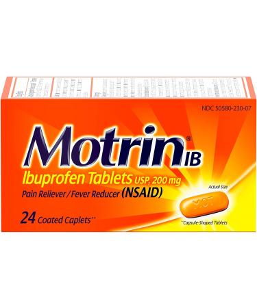 Motrin IB 200mg Tablets - Fever, Muscle Aches, Headache & Back Pain Relief - 24 Ct - Buy Online on GoSupps.com