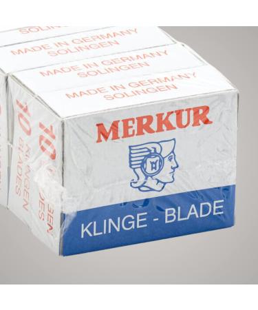 Merkur Contour Razor Blades - Silver 908 | 100 Trapezoidal Carbon Steel Blades for Wet Shaving | Made in Germany - Buy Online on GoSupps.com