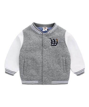 famuka Baby Boys Girls Clothes Spring Jacket Kids Baseball Suit Coat 18-24 Months Grey