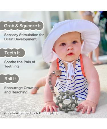 MCGMITT Teething Toy for Babies 6 Months - Baby Teether Ball Grasping Toy with Soft Sensory Texture - BPA-free Silicone Teether for Newborns - Greenish Grey - Buy Online on GoSupps.com