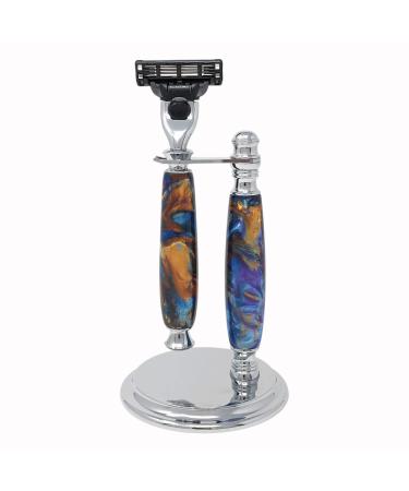 The Terra Handmade Marbleized Acrylic 2-Piece Shave Set