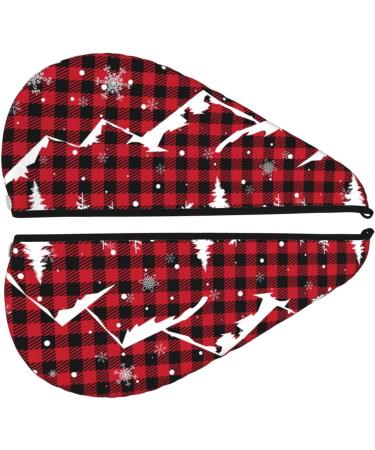 Buffalo Plaid Christmas Tree Microfiber Hair Towel | Soft Super Absorbent Wrap for Long Curly & Thick Hair - Buy Online on GoSupps.com