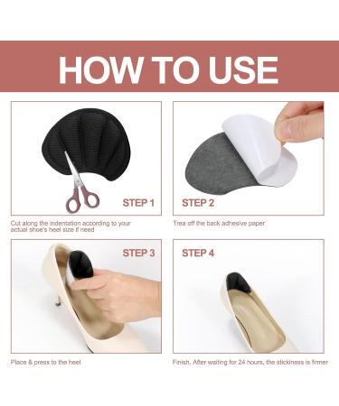 Mivora Heel Cushion - 8 Self-Adhesive Shoe Cushions for Large Shoes | Anti-Bubble Heel Protector Pads - Comfort & Slip Prevention (Black) - Buy Online on GoSupps.com