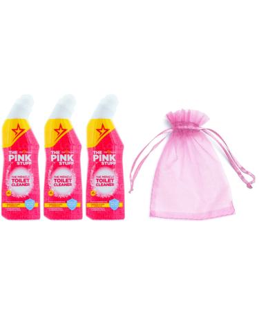 The Pink Stuff The Miracle Toilet Cleaner Gel 3Pk x 750ml + Our Gift for You: Organza Bag Size: 9 x 7 x 0.1cm