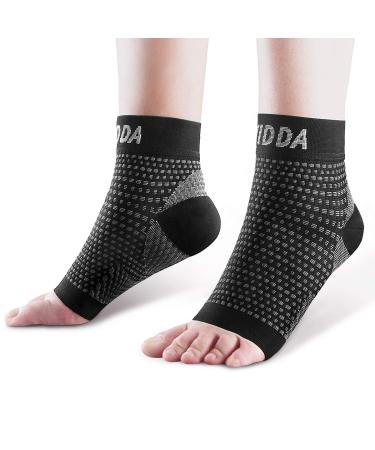 AVIDDA Plantar Fasciitis Socks with Heels Arch Supports Compression Sleeves Ideal for Arthritis Pain Relief and Suitable for Sports Ankle Supports for Men and Women Black-1-S S Black Pair