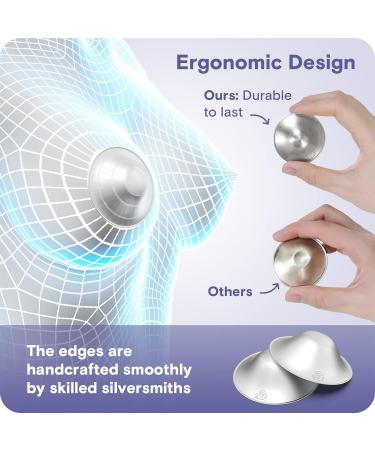RUVALINO Silver Nipple Shield Breastfeeding - Premium Breastfeeding Silver Cups for Nursing Moms to Protect and Soothe Sensitive Nipples Safe and Nickel-Free Silver Nipple Cups (Regular) - Buy Online on GoSupps.com