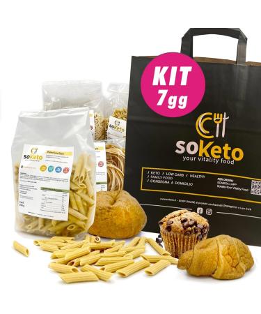  SOKETO KETO Pack of 7 days: Dough 250g Bread 250g Brioche 4 pieces 1 Keto Pizza 2 Piadine of 85g 3 Conf. de Grissini Keto Hazelnut Cream and Chocolate 300g - Buy Online on GoSupps.com