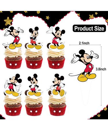 NIAYOU 24 Pcs Mouse Cupcake Toppers Cartoon Themed Cake Decorations Happy Birthday Cupcake Toppers for Boys Girls Kids Birthday Party Supplies - Buy Online on GoSupps.com