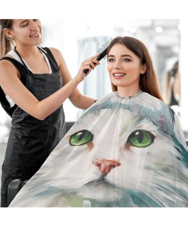 Waterproof Barber Cape - Christmas White Cat & Cheetah Haircut Bib for Men & Women | Unisex Hair Cutting Cape (8rp1a - Buy Online on GoSupps.com