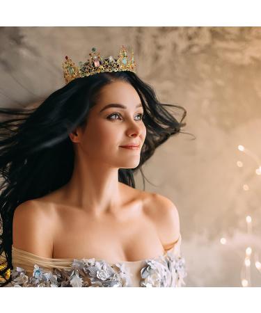 Gold Princess Crown | Rhinestone Birthday & Wedding Queen Tiara | Cosplay & Halloween Hair Accessory - Buy Online on GoSupps.com