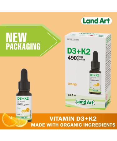 Certified Organic Vitamin D3 & K2 (MK7-Natto) - 490 Drops- Support Your Bones Immune System - Non-GMO - Gluten Free - Made in Canada (13.5 ml (Pack of 1)) - Buy Online on GoSupps.com