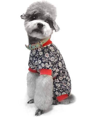 TONY HOBY Black Flower Dog Pajamas | 4-Legged Jumpsuit Onesies for Small Medium Dogs | All Seasons Wear | Size Medium - Buy Online on GoSupps.com