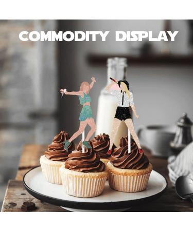 18pcs Glitter Dessert Cupcake Topper Cheer to Worldwide Popular Female Singer Concert Theme Decor Pick for Fan Men Women Boys Girls Happy Birthday Folklore Music Party Decorations Supplies - Buy Online on GoSupps.com