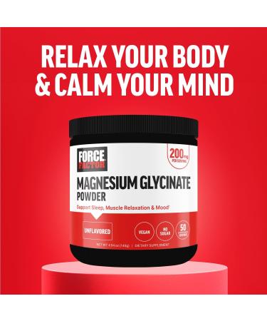 Force Factor Magnesium Glycinate 200mg, Magnesium Supplement for Women and Men to Support Sleep, Muscle Relaxation, and Mood, High Absorption, Vegan, 50 Servings Unflavored 4.94 Ounce (Pack of 1) - Buy Online on GoSupps.com