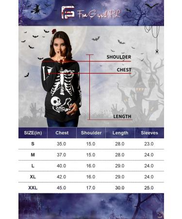 G and PL Halloween Women's Maternity Skeleton Costume Top - Long Sleeve Funny Pregnancy Shirt - Size S-XXL, Black - Buy Online on GoSupps.com
