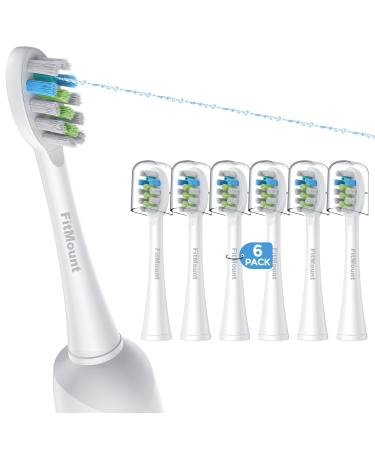 6 Pack Toothbrush Replacement Heads Compatible with WaterPik Sonic Fusion 2.0 FitMount Flossing Brush Head Fit for Water-Pic SF-01W SF-02W and 2.0 SF-03 SF-04 White White 1 Count (Pack of 6)