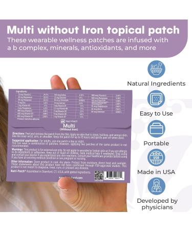 NUTRI-PATCH Multi Without Iron Infused with D3 B Complex Magnesium Zinc.Topical Patch Designed to Give You a Boost (30/Pack). - Buy Online on GoSupps.com