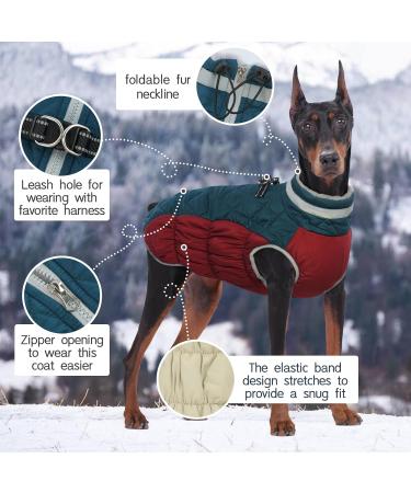 Kuoser Warmth Dog Coat | Windproof Reflective Jacket for Small & Large Dogs | Winter Dog Coat with Zipper - Blue Large - Buy Online on GoSupps.com