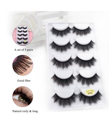 Buy Anself 5 Pairs 3D False Eyelashes - Natural Black Long & Reusable G806 | International Shipping Available - Buy Online on GoSupps.com