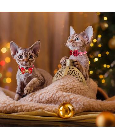 Azuza 2 Pack Cat Collar Breakaway with Bell and Removable Bowtie - Adjustable from 8-12 inches - Christmas Gift Set - Buy Online on GoSupps.com