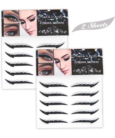 Crystal Eyeliner Stickers 10 Pairs Eyeshadow Stickers Reusable Glitter Eyeliner Stickers Waterproof Instant Adhesive Stick on Eyeliner Eyeshadow Strop for Dress Up Party Silver - Buy Online on GoSupps.com