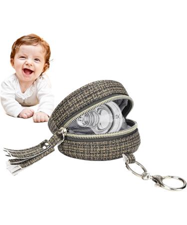 Sloane Pacifier Cover with Clip - Diaper Bag Accessory Binky Clip Pouch for Girls Dark Brown Zipper Container for Travel & Outdoor - Buy Online on GoSupps.com