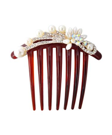 Honbay 2PCS Pearl Crystal Rhinestone Hair Side Combs for Women - Floral Twist Hairpin Accessories (2 Styles) - Buy Online on GoSupps.com