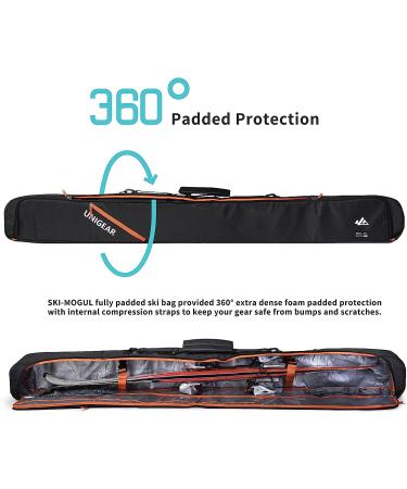Unigear Ski Bag 360 Fully Padded Protection | Water-Resistant & Durable up to 192cm | Black - Buy Online on GoSupps.com