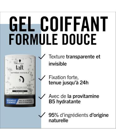 Schwarzkopf - Taft - Gel Tube Coiffant - Extreme Invisible Gel - Invisible Hold - Strong Hold - Gentle on Hair - Long-Lasting Hold - No Sticky Effect - Provitamin B5 Formula - 300 ml - Buy Online on GoSupps.com