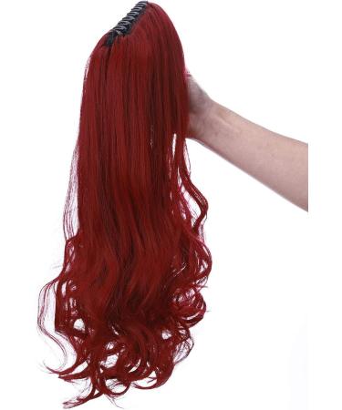 Real Fashion Claw on Clip in Ponytail Extension Long Straight to Curly Pony Tail Hair Extensions For Women 18" Dark Red - Buy Online on GoSupps.com