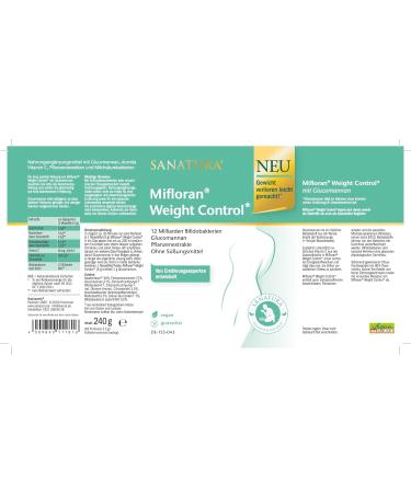 SMANATUA MIFLORAN Weight Control 240g - Natural Vegan Weight Loss Powder with Glucomannan Bifidobacteria Acacia Fiber Acerola & Green Tea - Gluten-Free - Buy Online on GoSupps.com