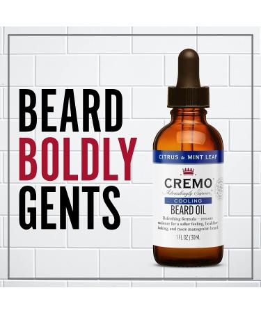 Cremo Beard Oil - Cooling Citrus & Mint Leaf 1 fl oz | Hydrate and Soothe Beard Itch - Buy Online on GoSupps.com