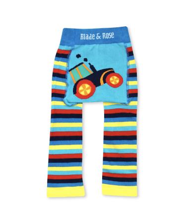 Blade & Rose Farmyard Tractor Leggings | Toddler and Baby Boys Knit Leggings |Blue | from 0-4 Years