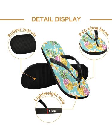 Mnsruu Cute Pineapple Print Flip Flops - XL Comfortable Home Hotel Spa & Travel Sandals for Men & Women - Buy Online on GoSupps.com