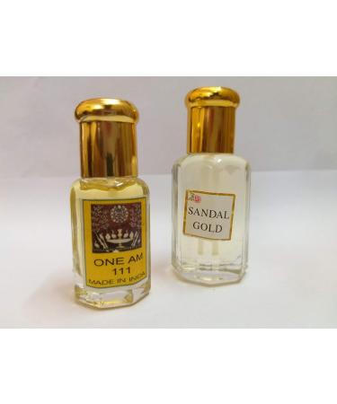 Sandal (Chandan) and One AM 111 Made in India Attar/Ittar concentrated Perfume Oil - 10+10 ml Sandal Aroma Combo Fragrance